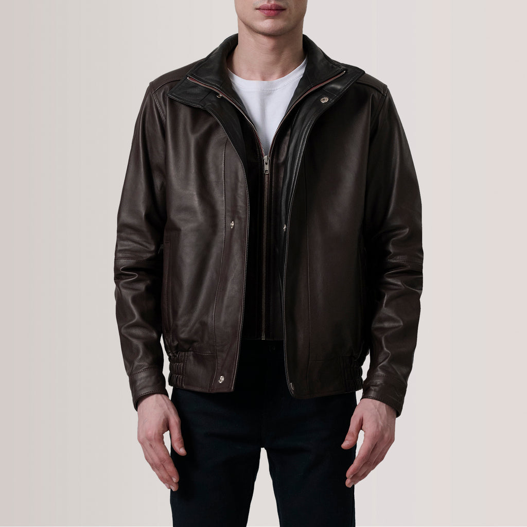 Alfred Maroon Leather Bomber Jacket
