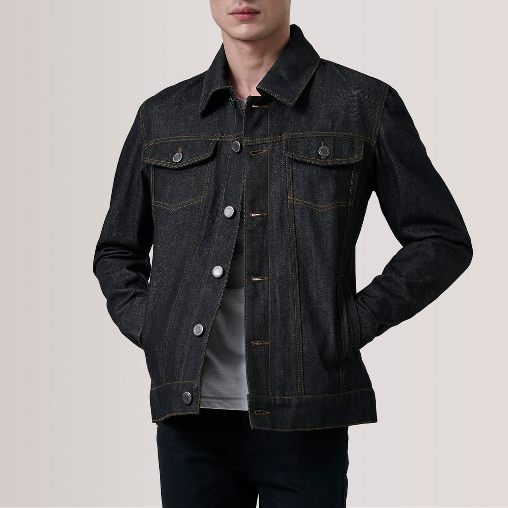 Conard Faded Black Denim Trucker Jacket