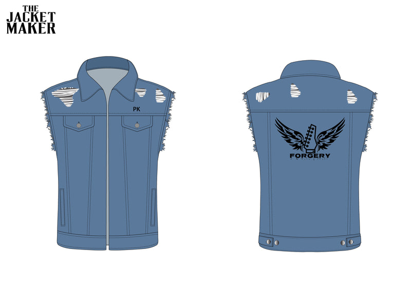 Custom Paul Kendall Denim Vests x 8