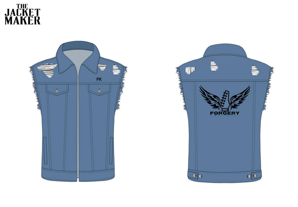 Custom Paul Kendall Denim Vests x 8