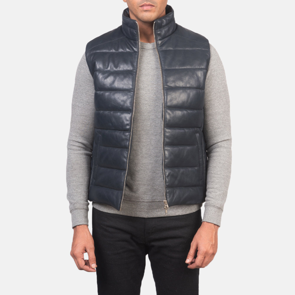 Custom Porzingis Leather Puffer Vest