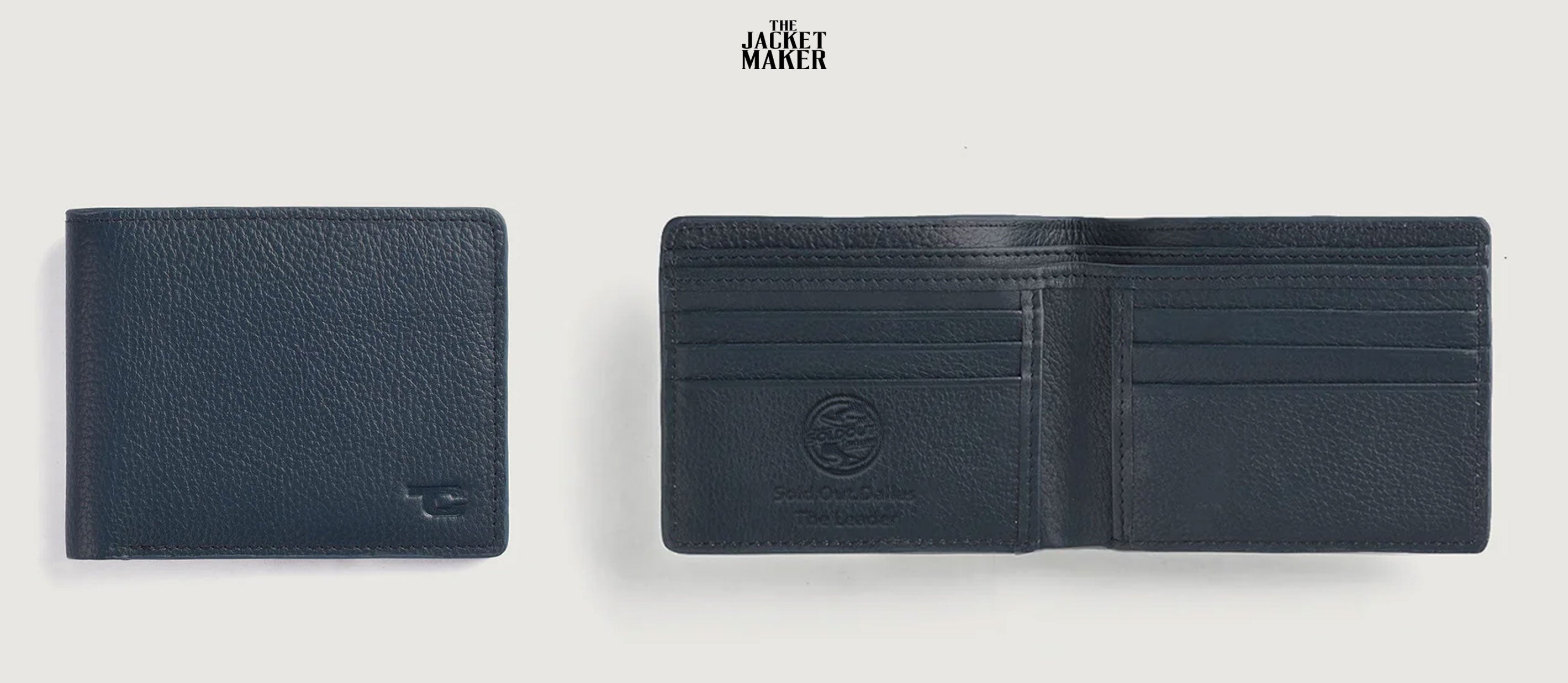 Custom Maaz Anwer Voren Blue Leather Bi-fold Wallet