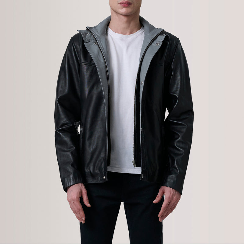 Henrik Black Leather Cafe Racer