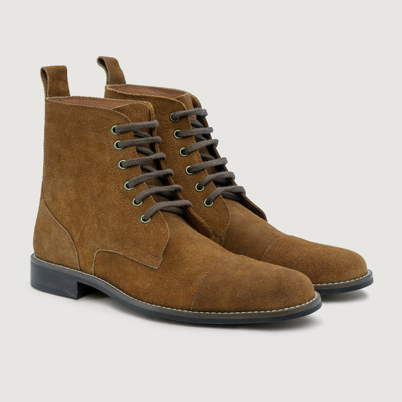 Knight Derby Brown Suede Leather Boots - StudGuard