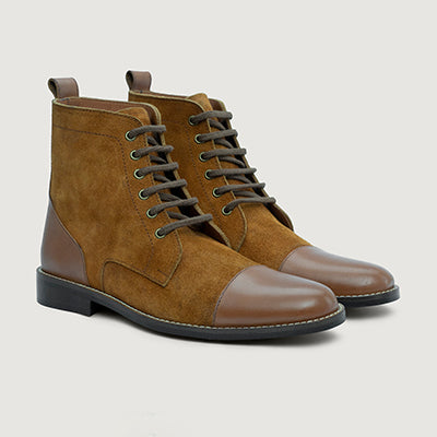 Knight Derby Tan & Brown Leather Boots - StudGuard