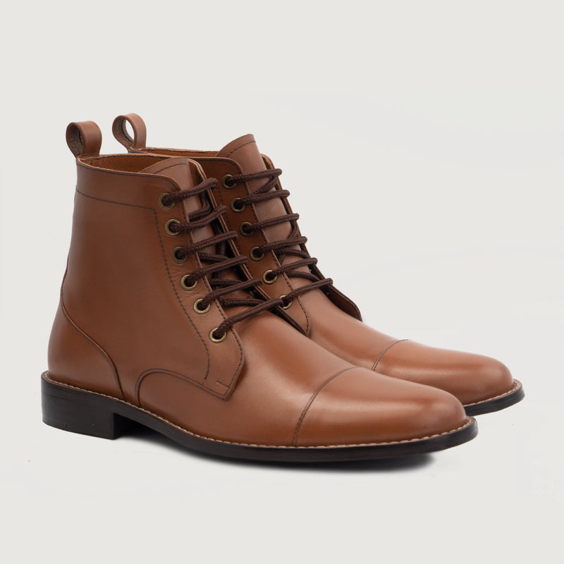 Knight Derby Tan Leather Boots