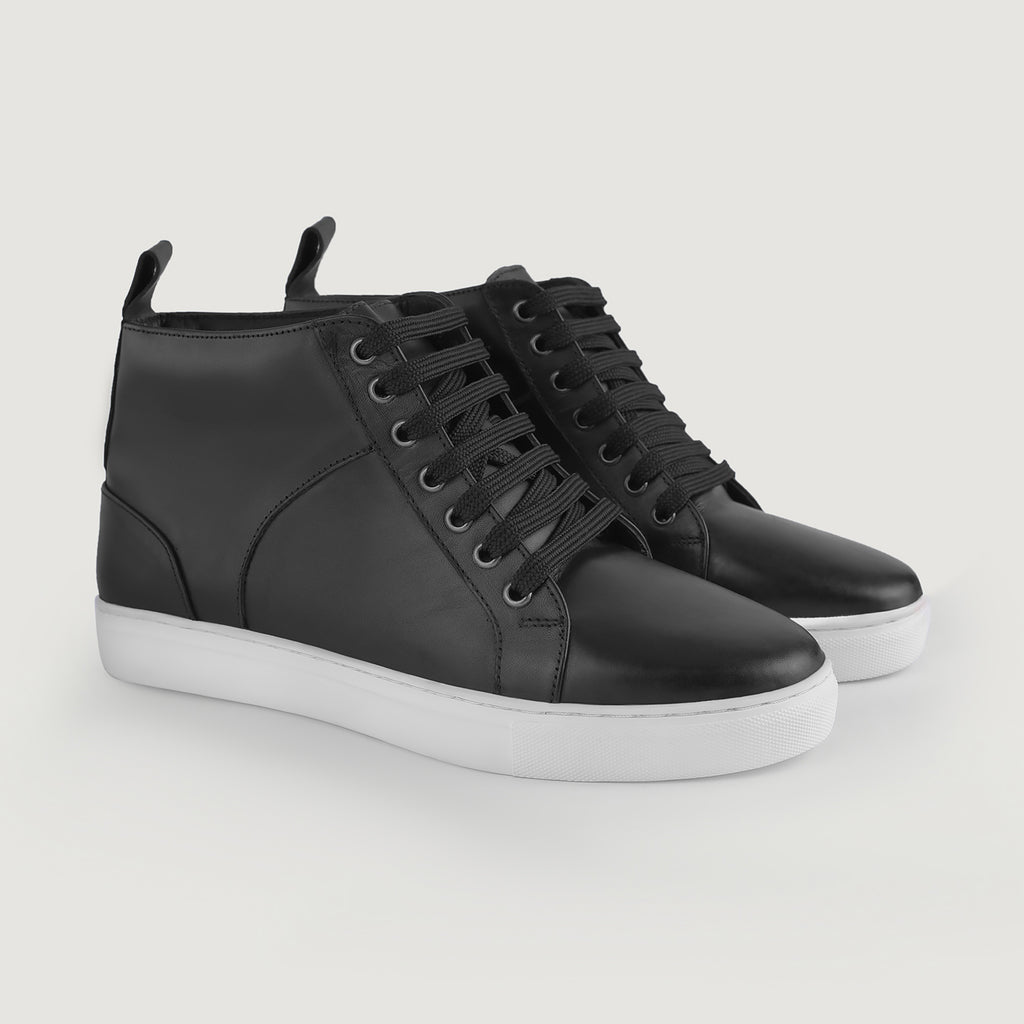 Marty High Top Black Leather Sneakers