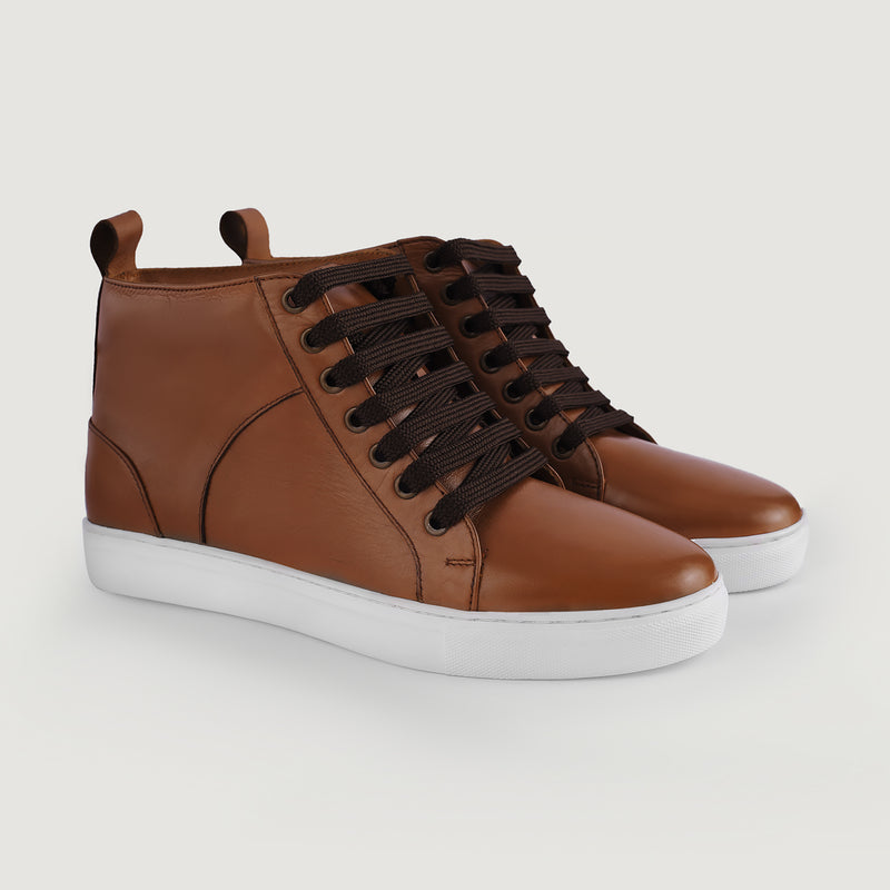 Marty High Top Tan Leather Sneakers