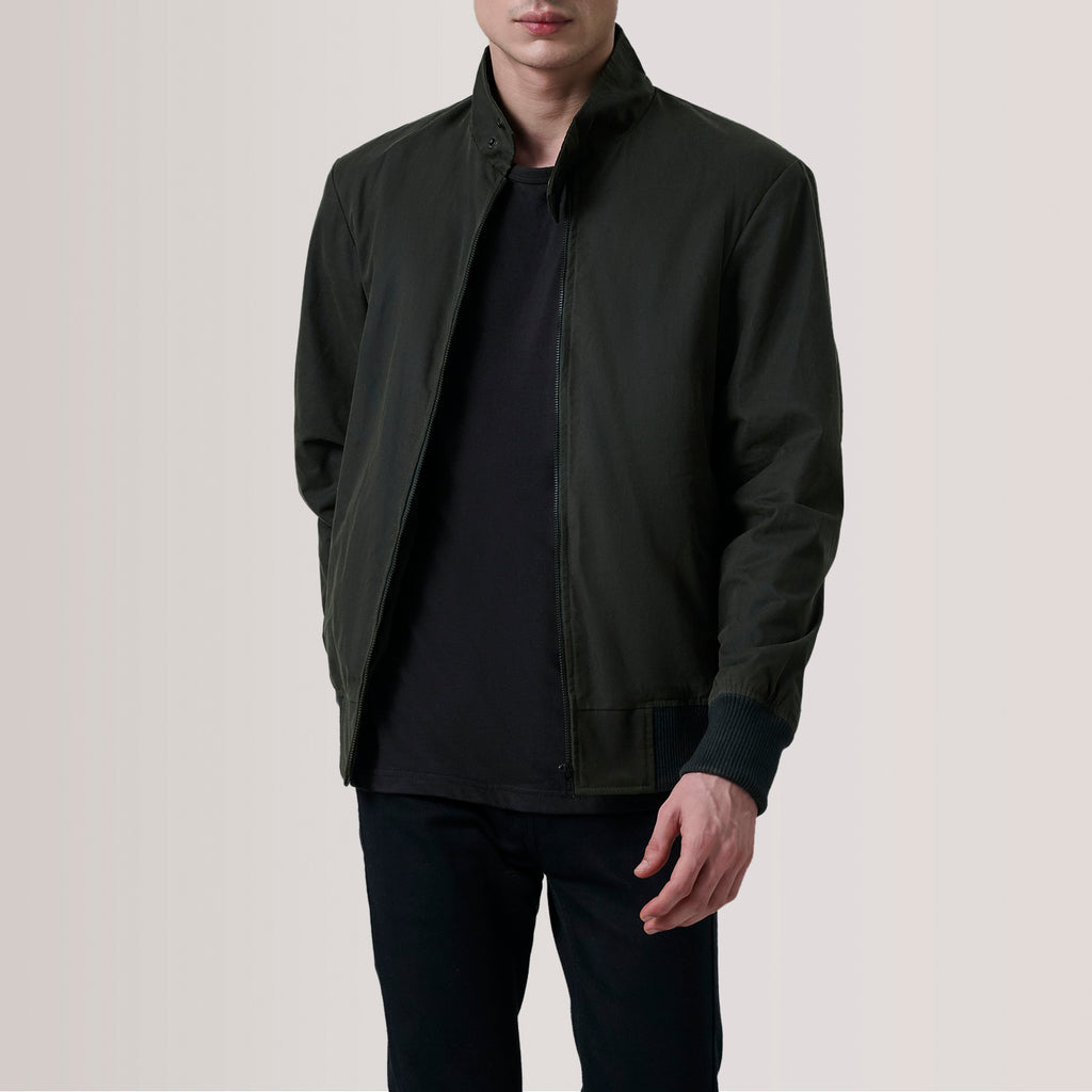 Morrison Olive Canvas Bomber Jacket