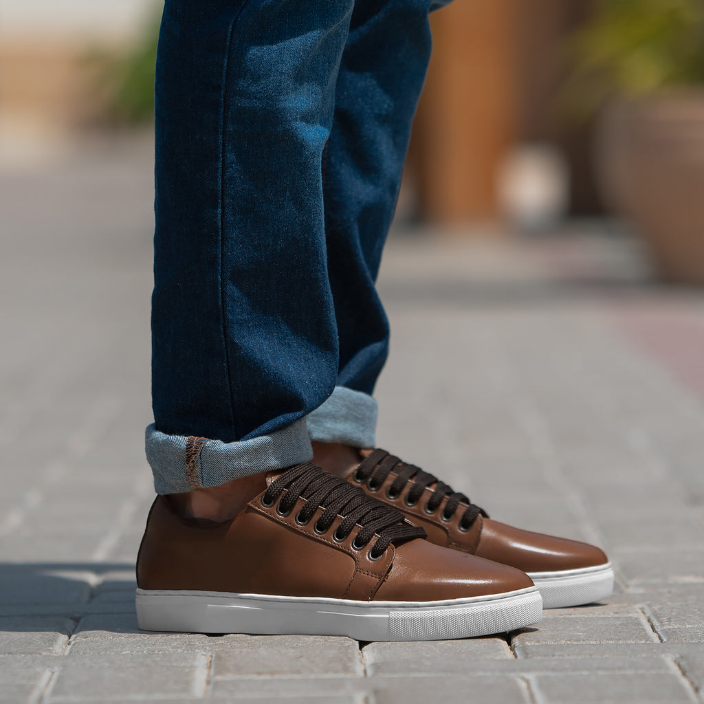 Murphy Low Top Tan Leather Sneakers