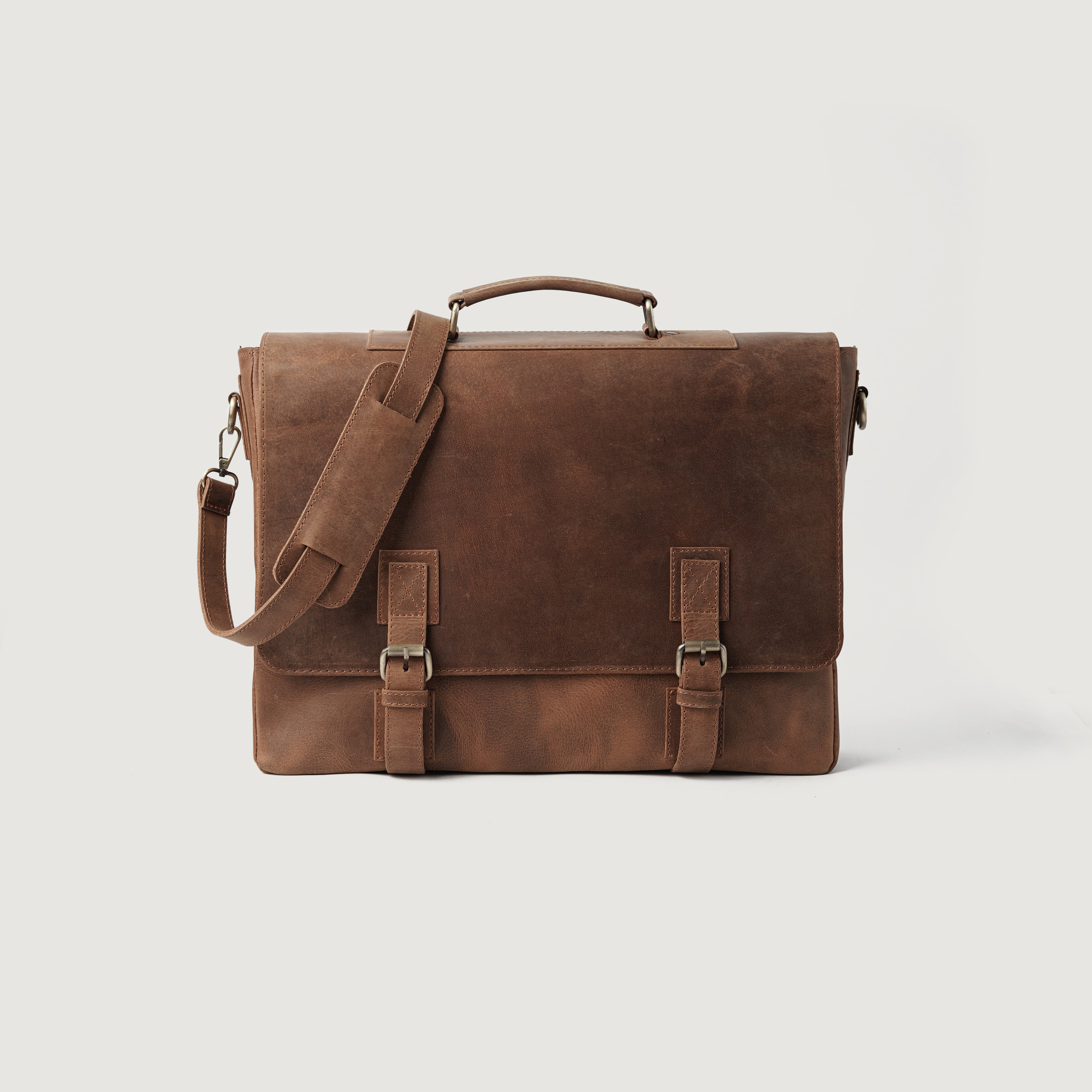 The Cristoph Vintage Tan Leather Messenger Bag