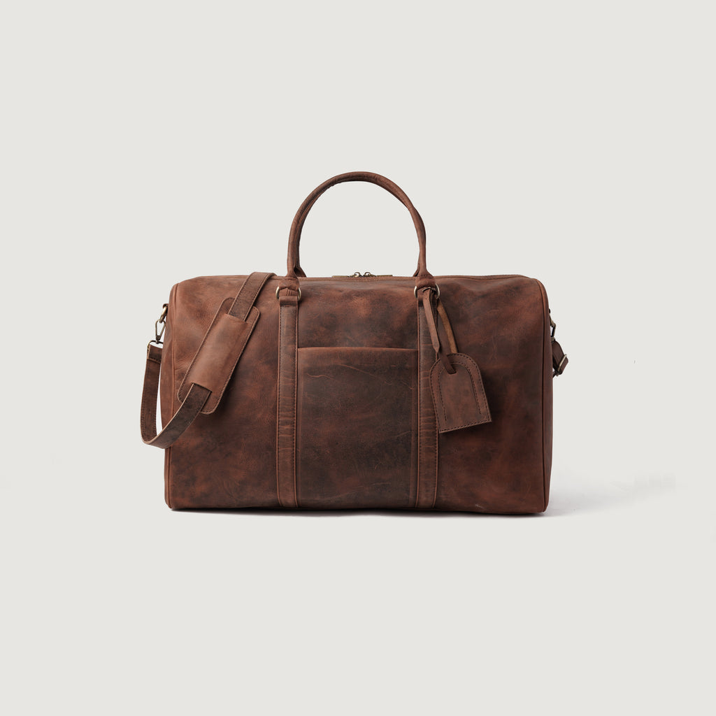 The Darrio Vintage Distressed Brown Leather Duffle Bag