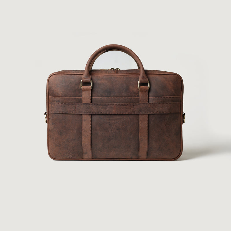 The Preston Vintage Distressed Brown Leather Briefcase